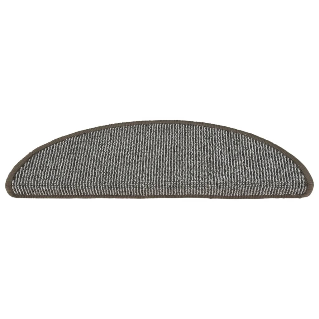 vidaXL Stair Mats 15 pcs 56x17x3 cm Grey Half-round