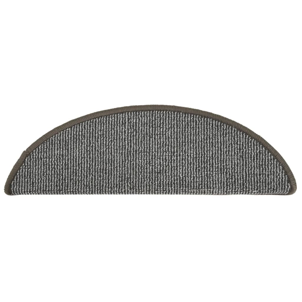 vidaXL Stair Mats 15 pcs 56x17x3 cm Grey Half-round