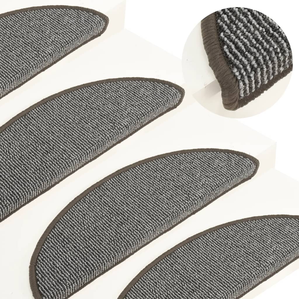 vidaXL Stair Mats 15 pcs 56x17x3 cm Grey Half-round