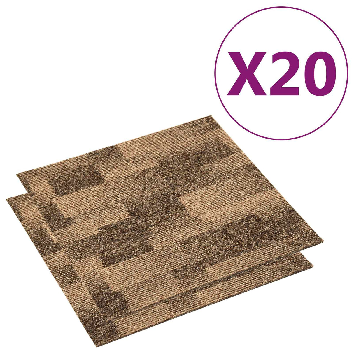 vidaXL Carpet Tiles 20 pcs Brown 50 x 50 cm PP