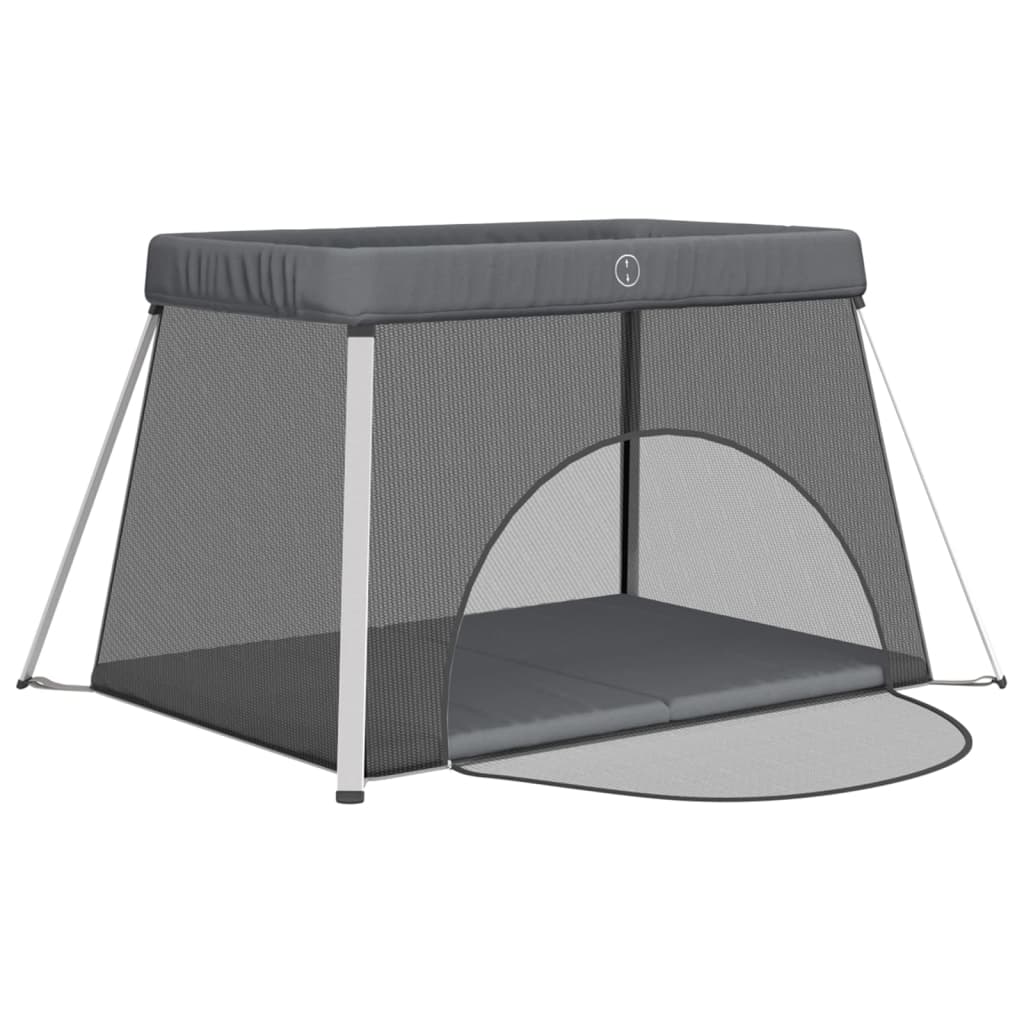 vidaXL Baby Playpen with Mattress Linen Light Grey