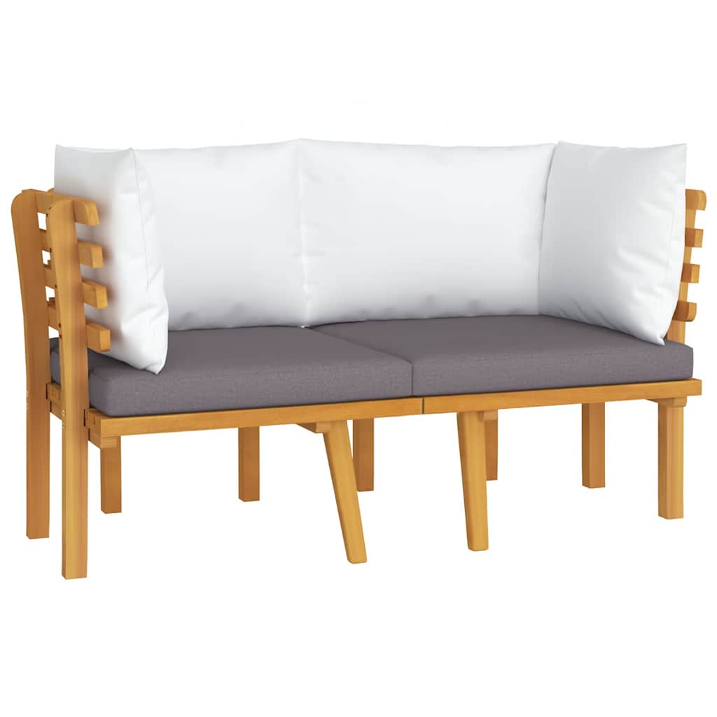 vidaXL Banquette de jardin à 2 boutons avec coussins en acacia massif