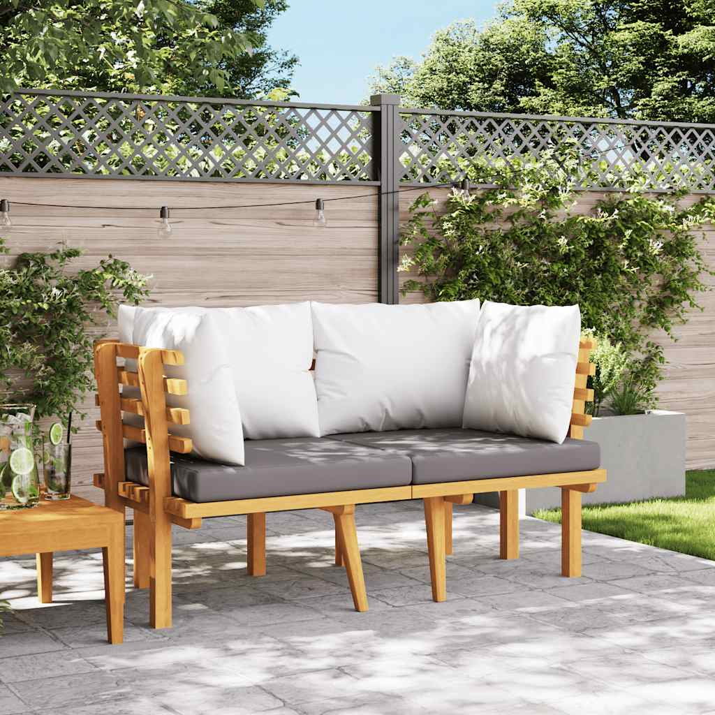 vidaXL Banquette de jardin à 2 boutons avec coussins en acacia massif