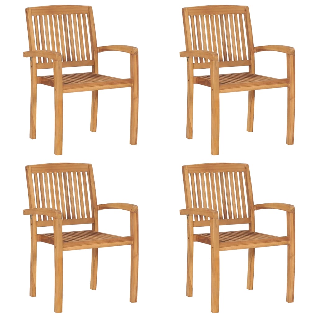vidaXL Stackable Garden Chairs 4 pcs Solid Teak