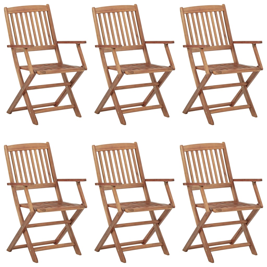 vidaXL Garden Chairs 6 pcs Foldable Solid Acacia Wood
