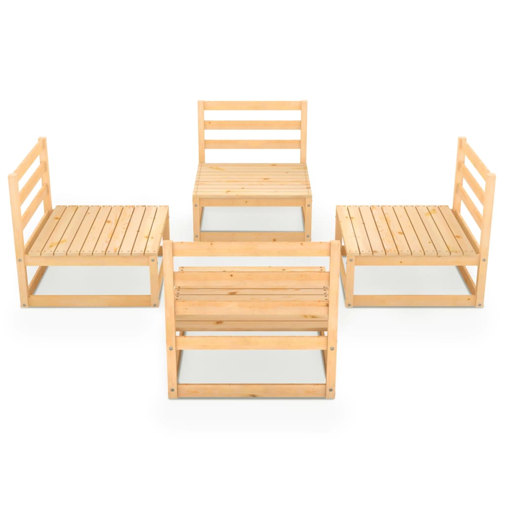 vidaXL 4-Piece Solid Pine Wood Lounge Set