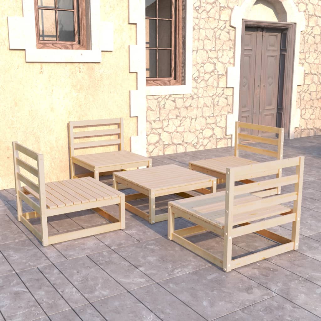 3075264 vidaXL 5- delige Tuin Lounge Set Massief Hout Grenen