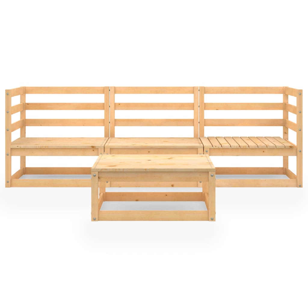 vidaXL 4-Piece Solid Pine Wood Lounge Set