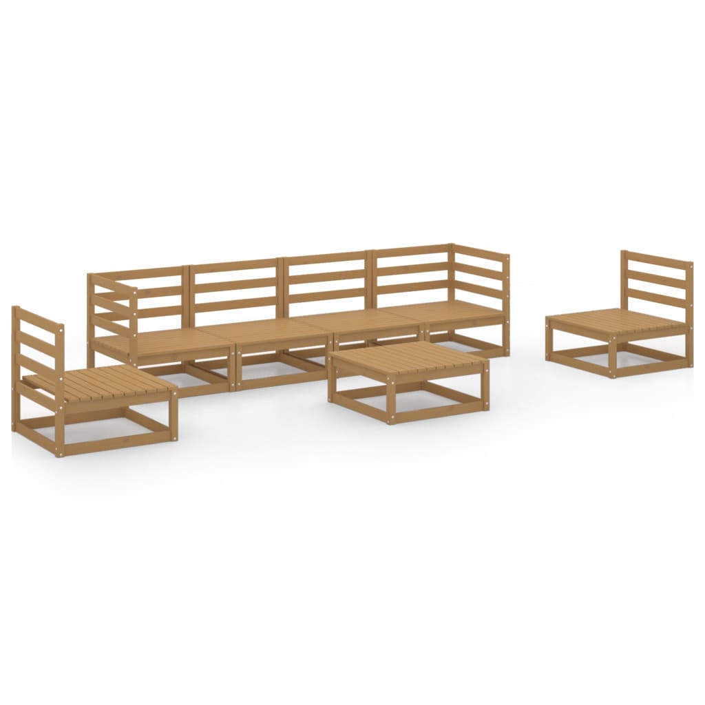 vidaXL 7-Piece Lounge Set Solid Pinewood Honey Brown