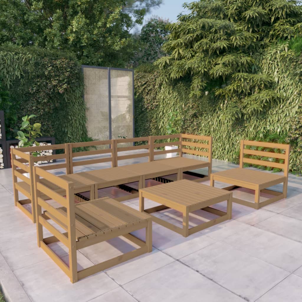 vidaXL 7-Piece Lounge Set Solid Pinewood Honey Brown