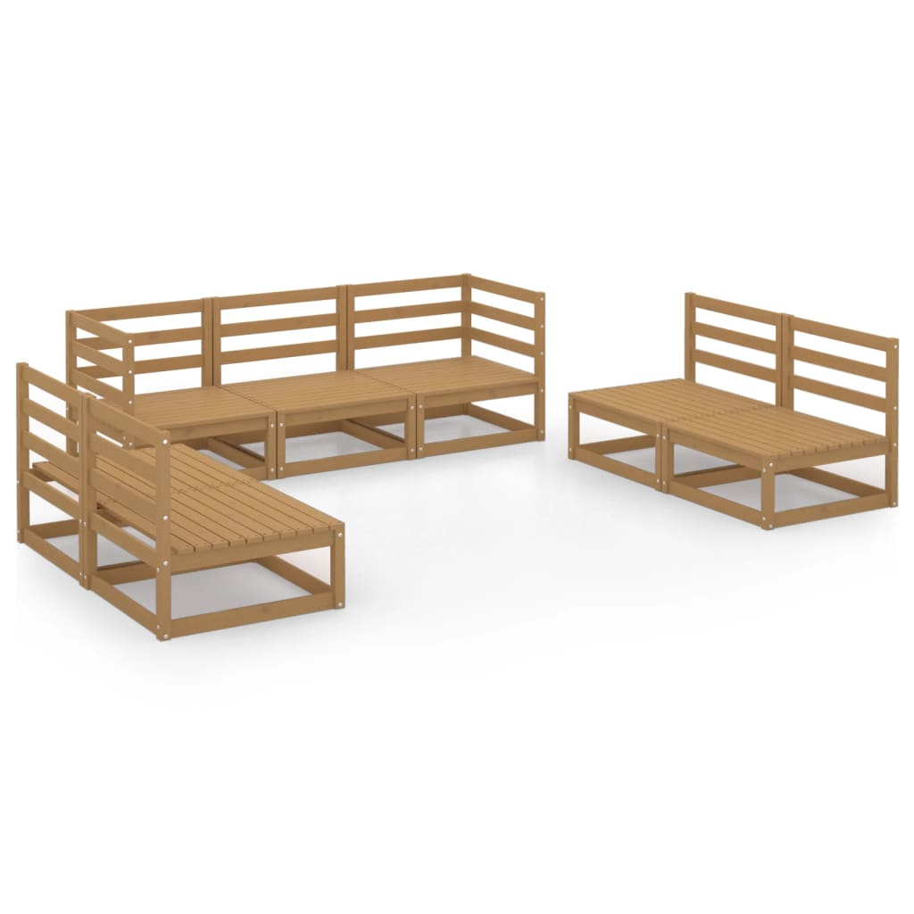 vidaXL 7-Piece Lounge Set Solid Pinewood Honey Brown