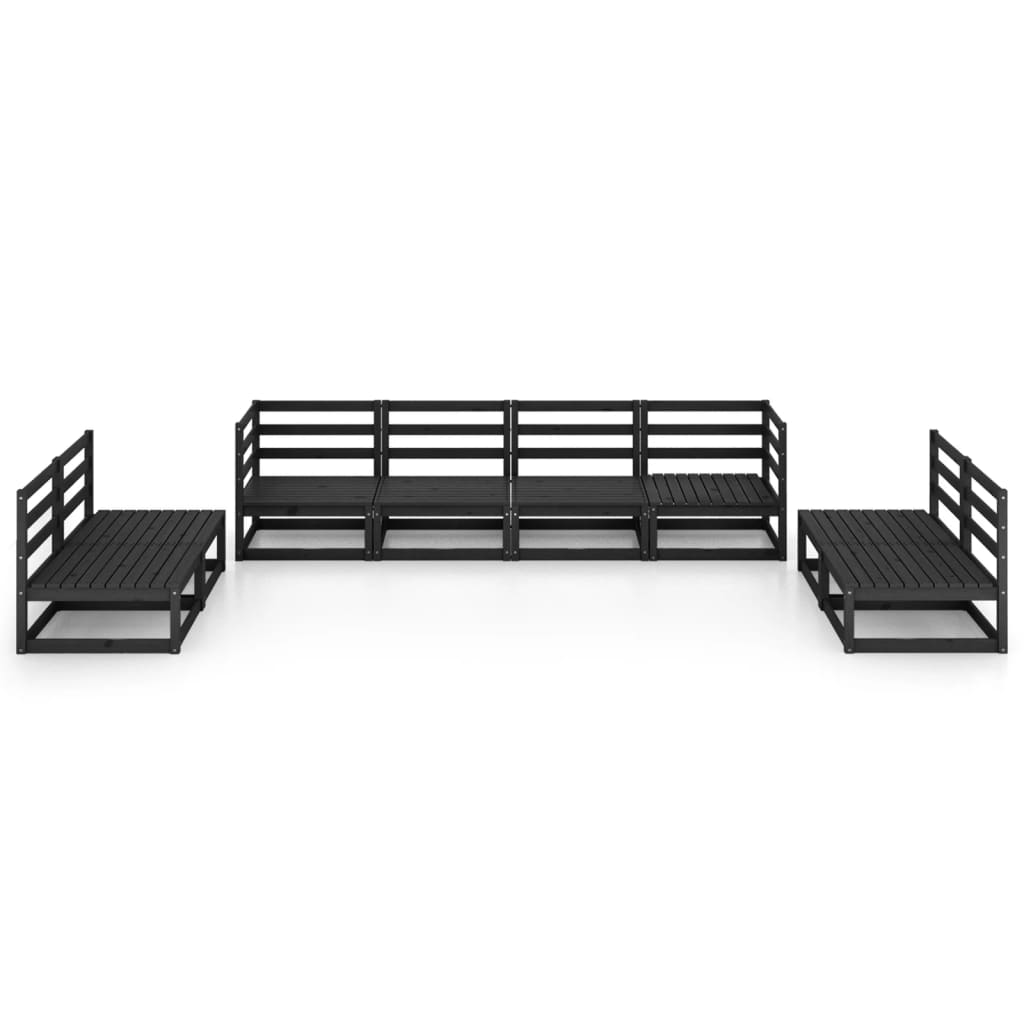vidaXL 8-Piece Lounge Set Solid Pinewood Black