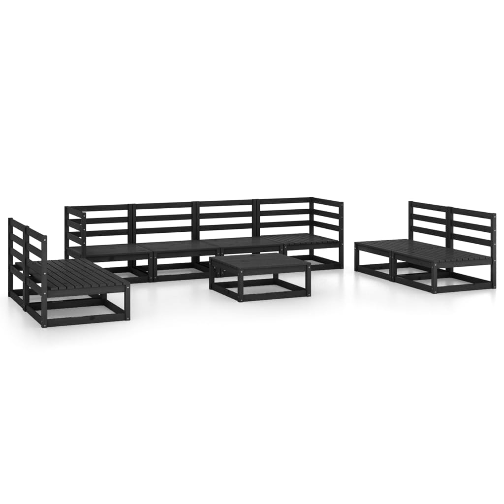 vidaXL 9-piece Lounge Set Solid Pine Wood Black