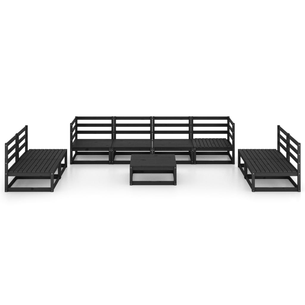 vidaXL 9-piece Lounge Set Solid Pine Wood Black