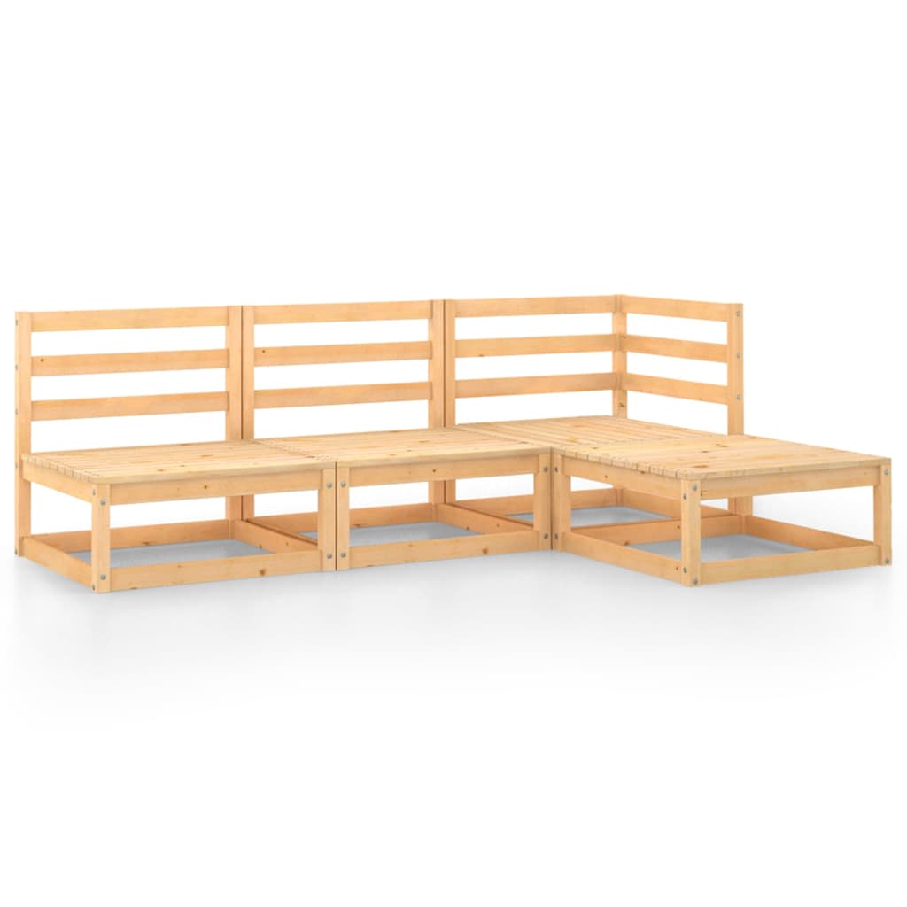 vidaXL 4-Piece Solid Pine Wood Lounge Set