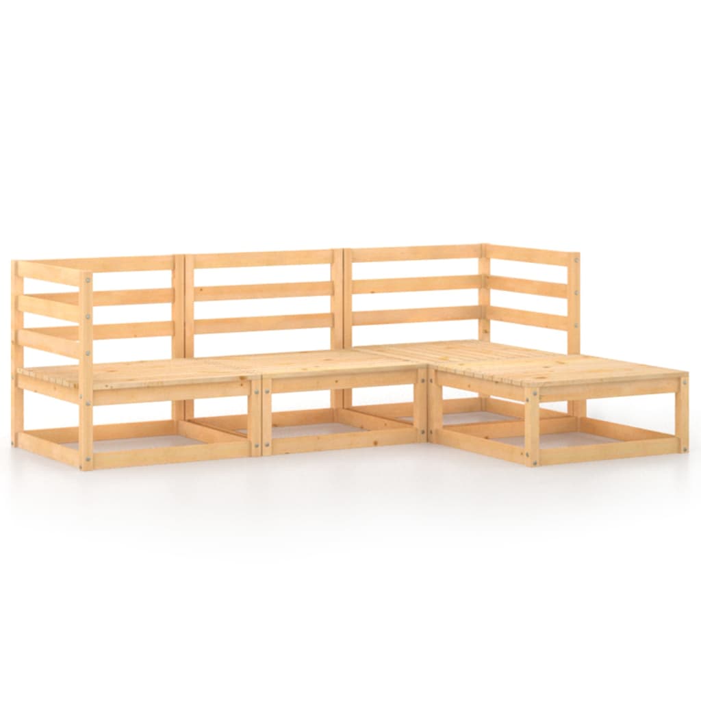 vidaXL 4-Piece Solid Pine Wood Lounge Set