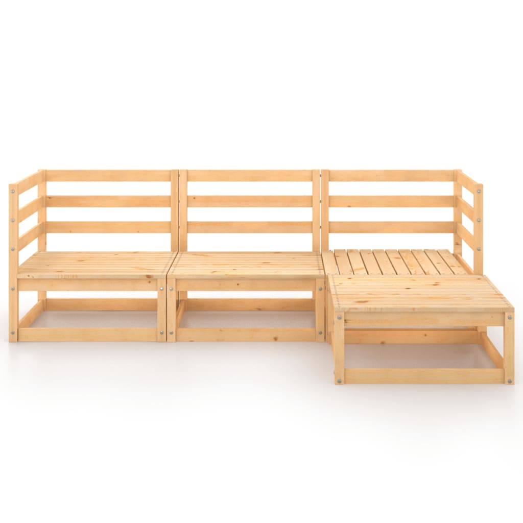 vidaXL 4-Piece Solid Pine Wood Lounge Set