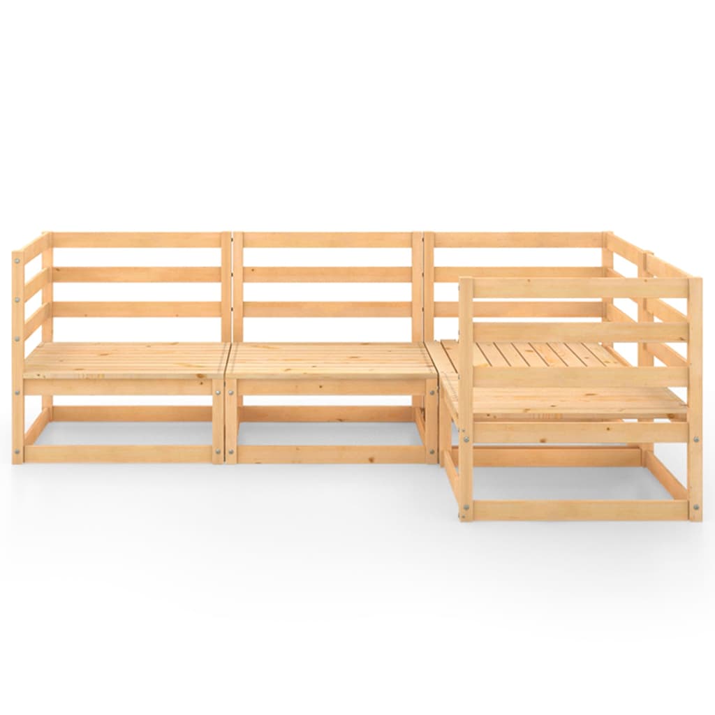 vidaXL 4-Piece Solid Pine Wood Lounge Set