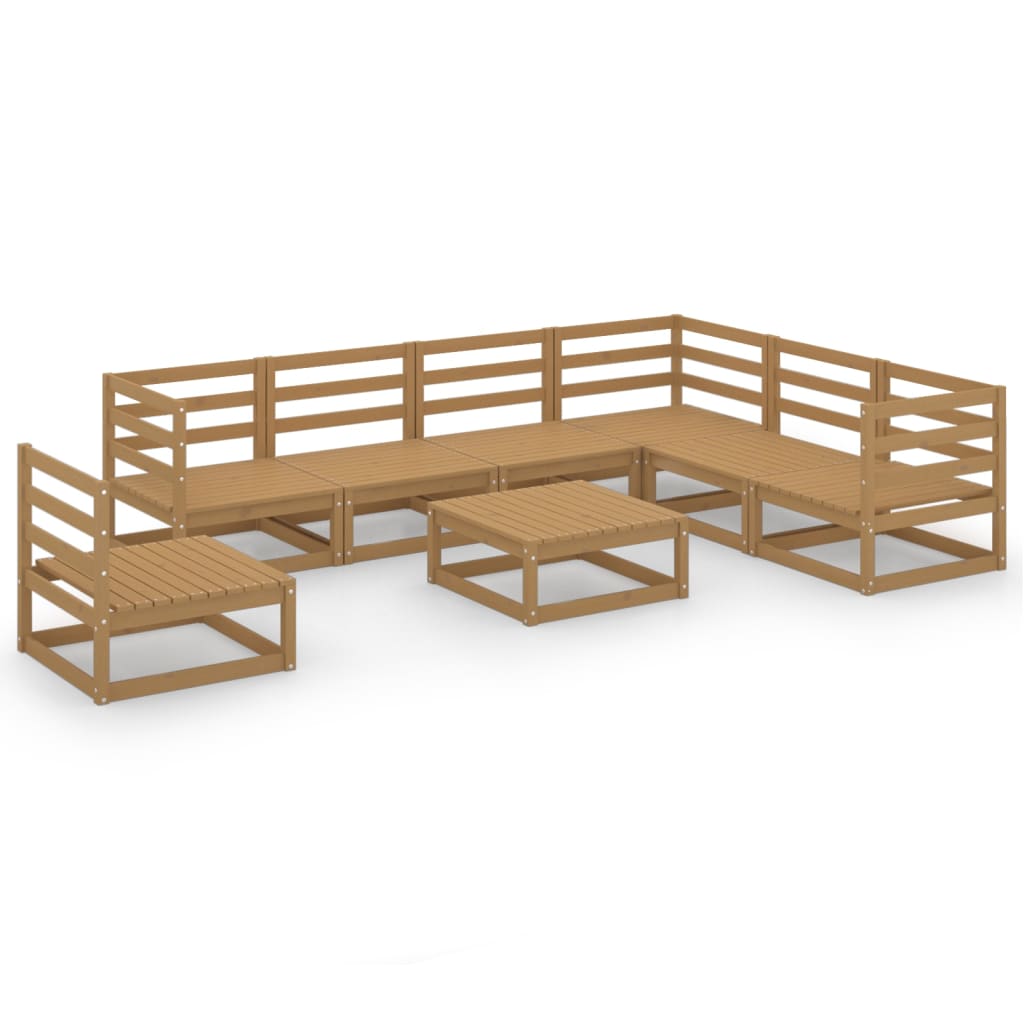 vidaXL 8-Piece Lounge Set Solid Pine Wood Honey Brown
