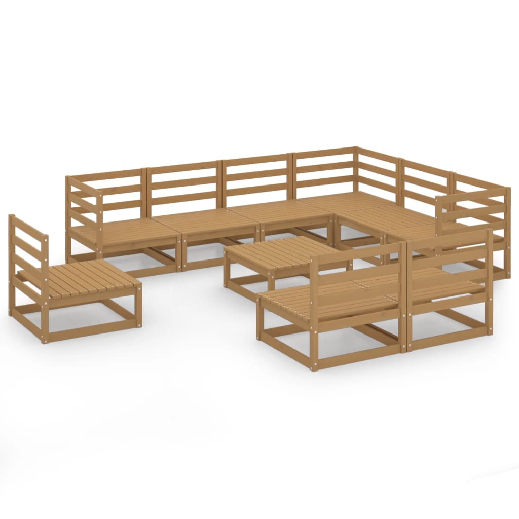 vidaXL 10-Piece Lounge Set Solid Pine Honey Brown