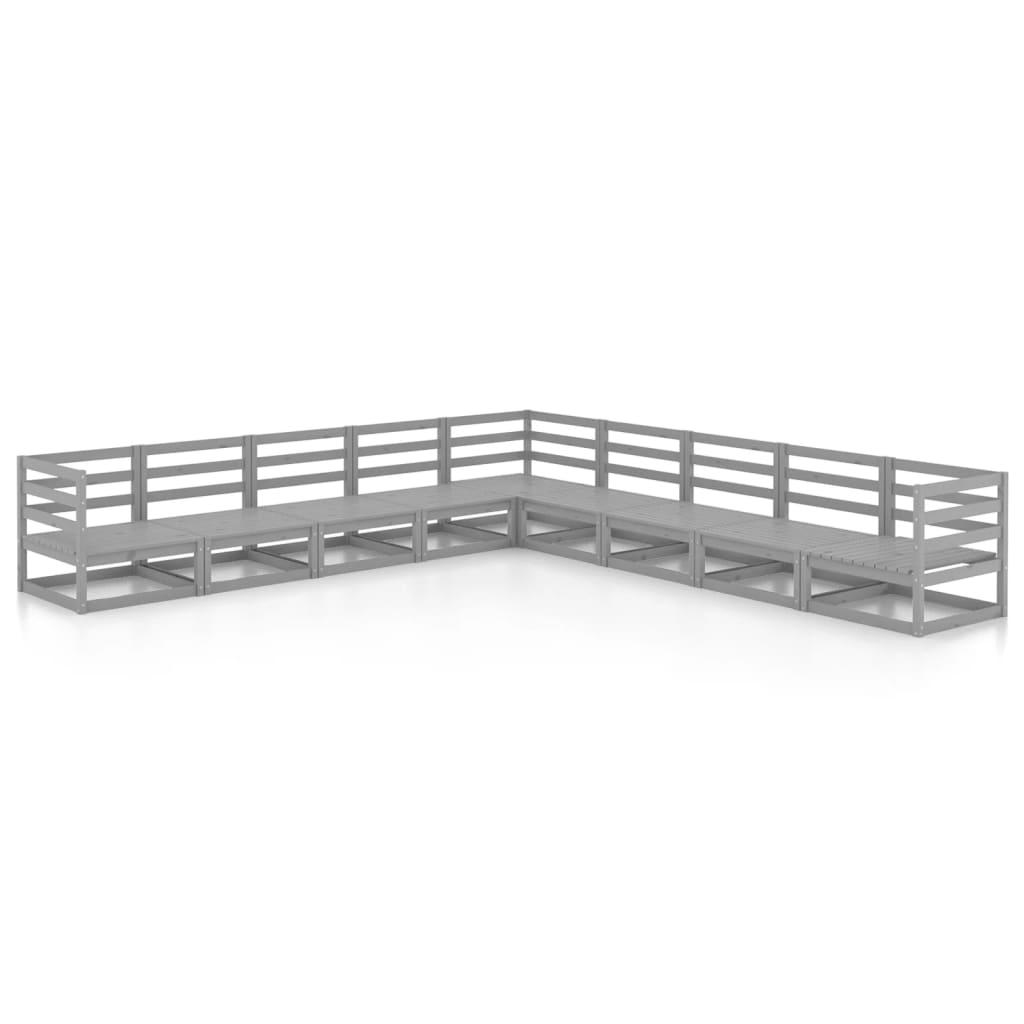 vidaXL 9-piece Lounge Set Solid Pine Wood Grey