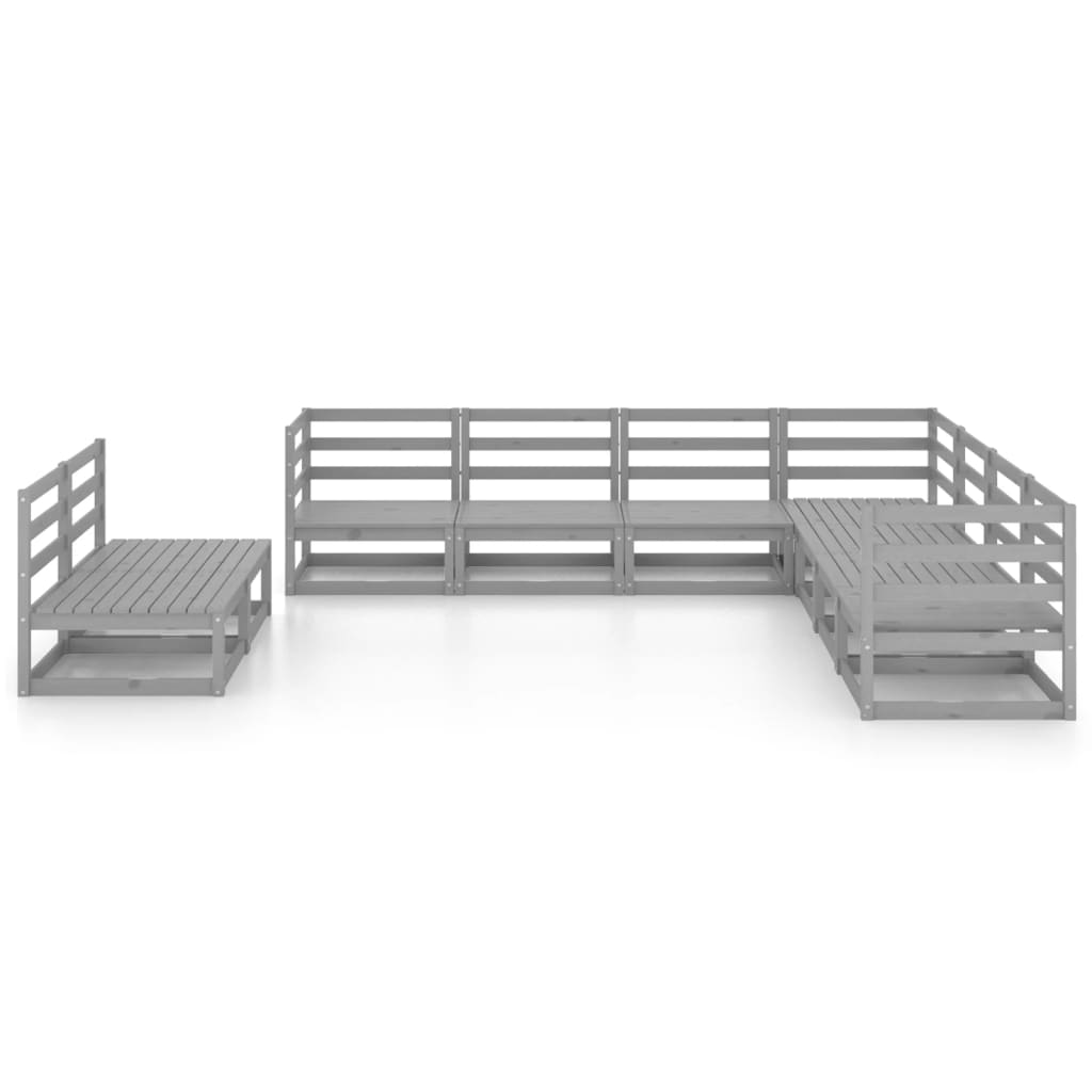 vidaXL 9-piece Lounge Set Solid Pine Wood Grey