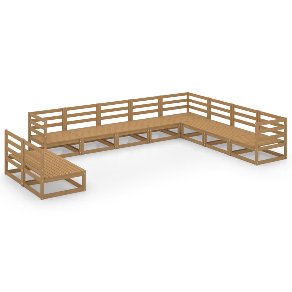 vidaXL 10-Piece Lounge Set Solid Pine Honey Brown