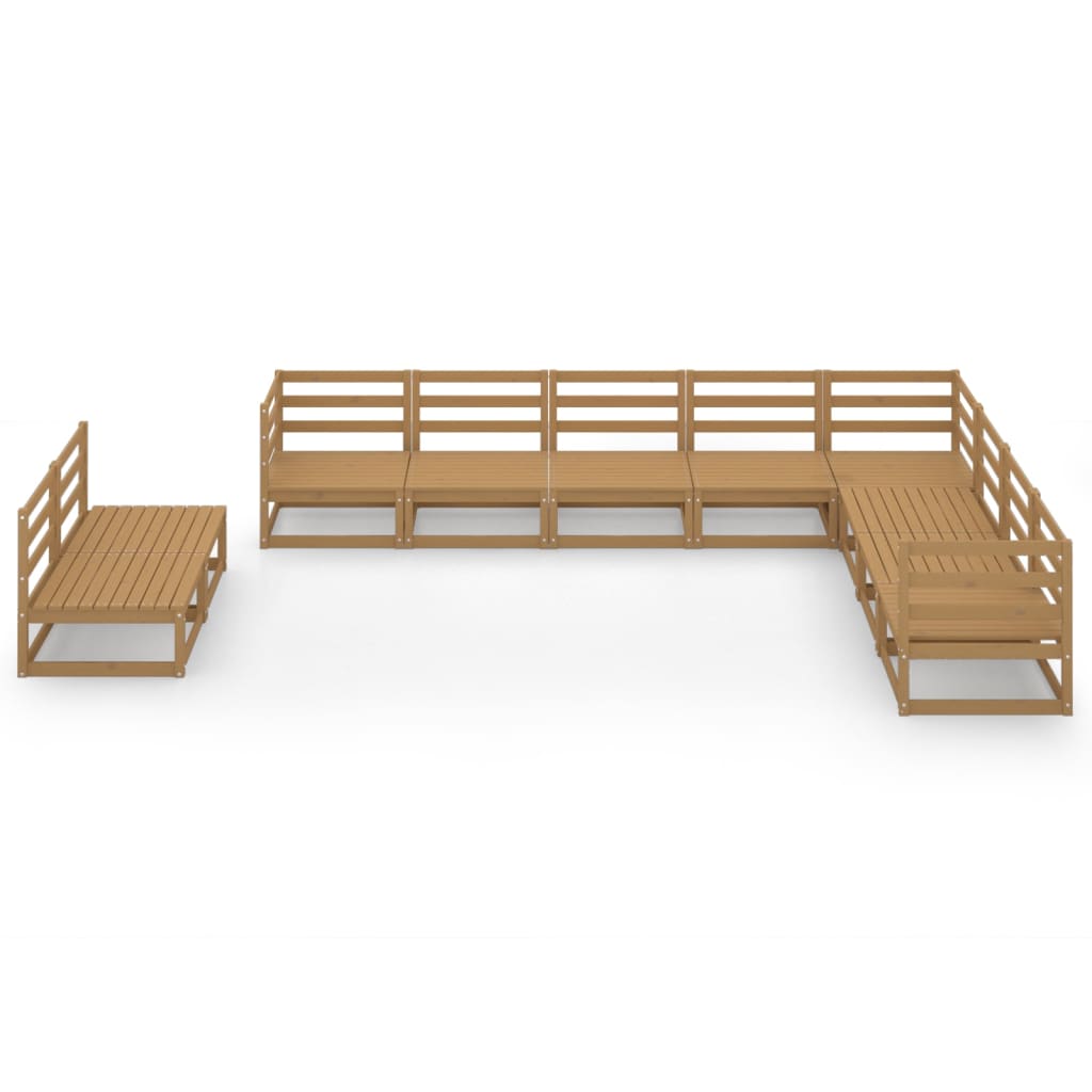 vidaXL 10-Piece Lounge Set Solid Pine Honey Brown