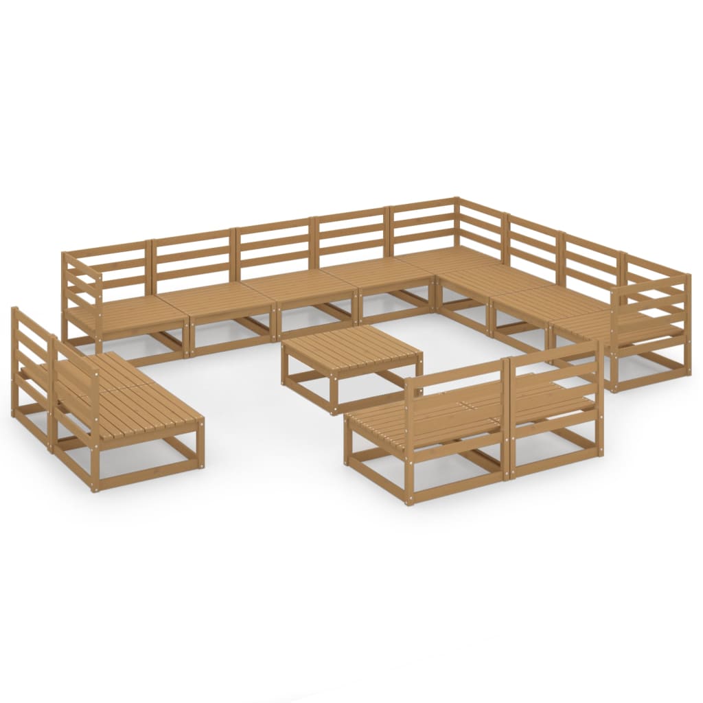vidaXL 13-Piece Lounge Set Solid Pine Honey Brown