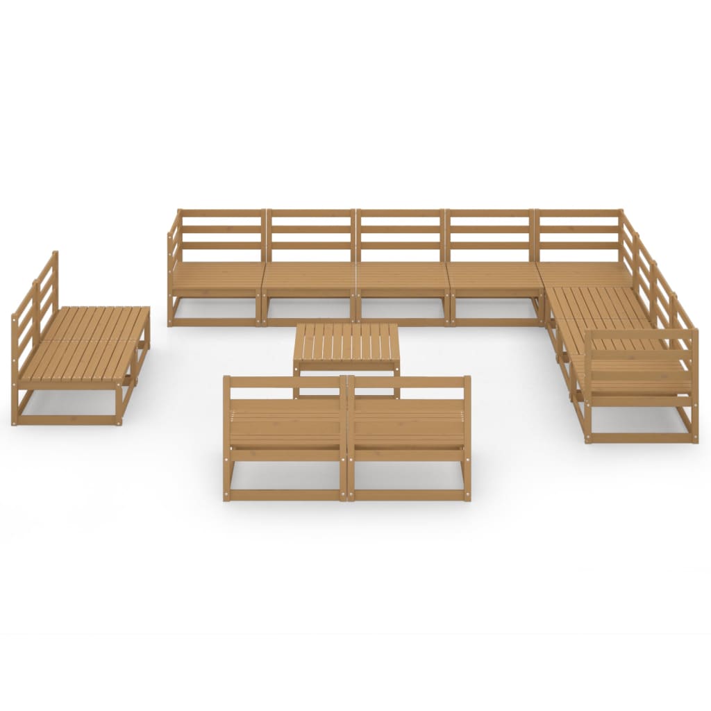 vidaXL 13-Piece Lounge Set Solid Pine Honey Brown
