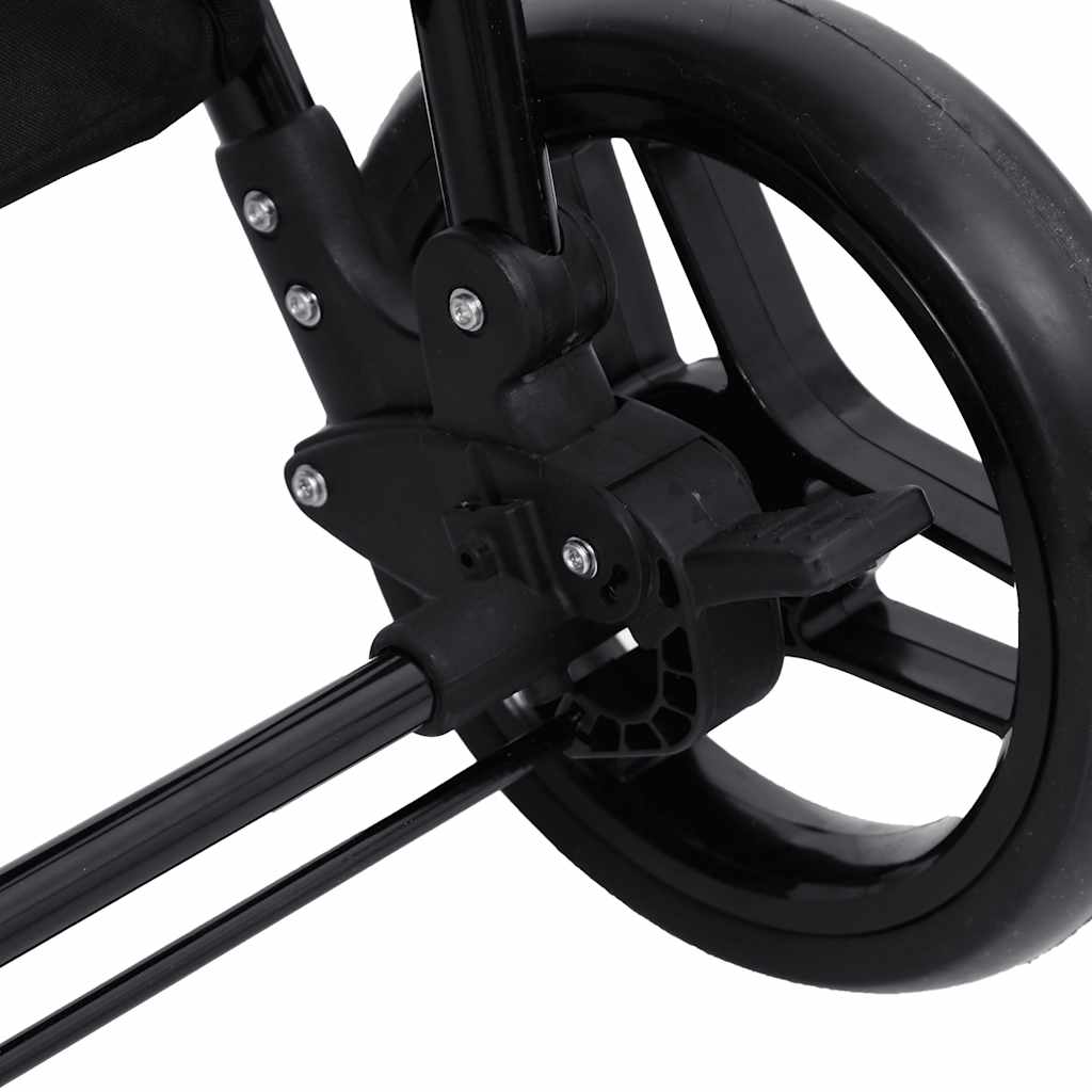 vidaXL Kinderwagen 3-in-1 staal lichtgrijs en zwart