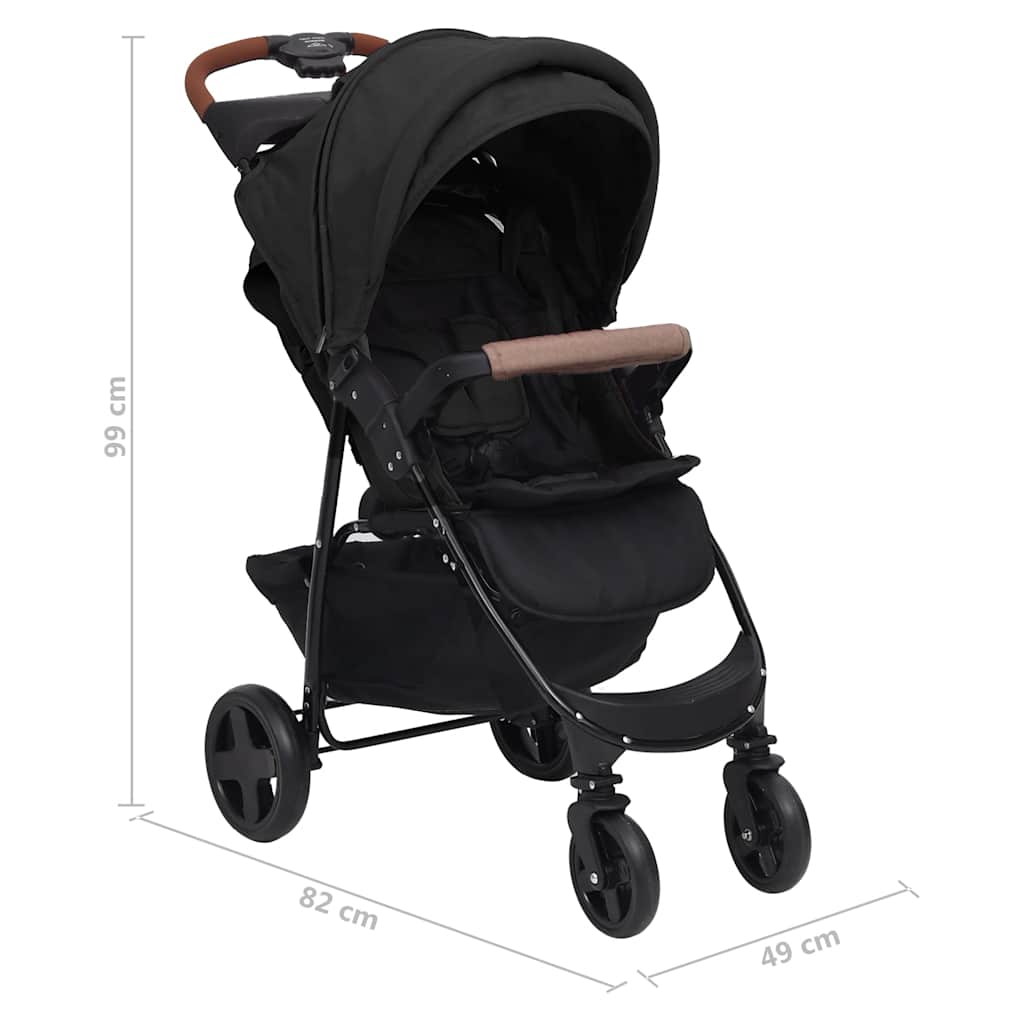 vidaXL 2-in-1 Steel Stroller Light Grey