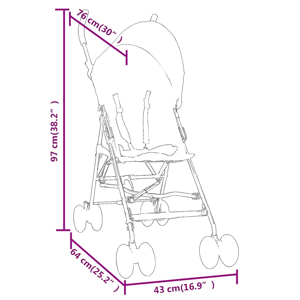 vidaXL Kids' Buggy Steel Light Grey and Black