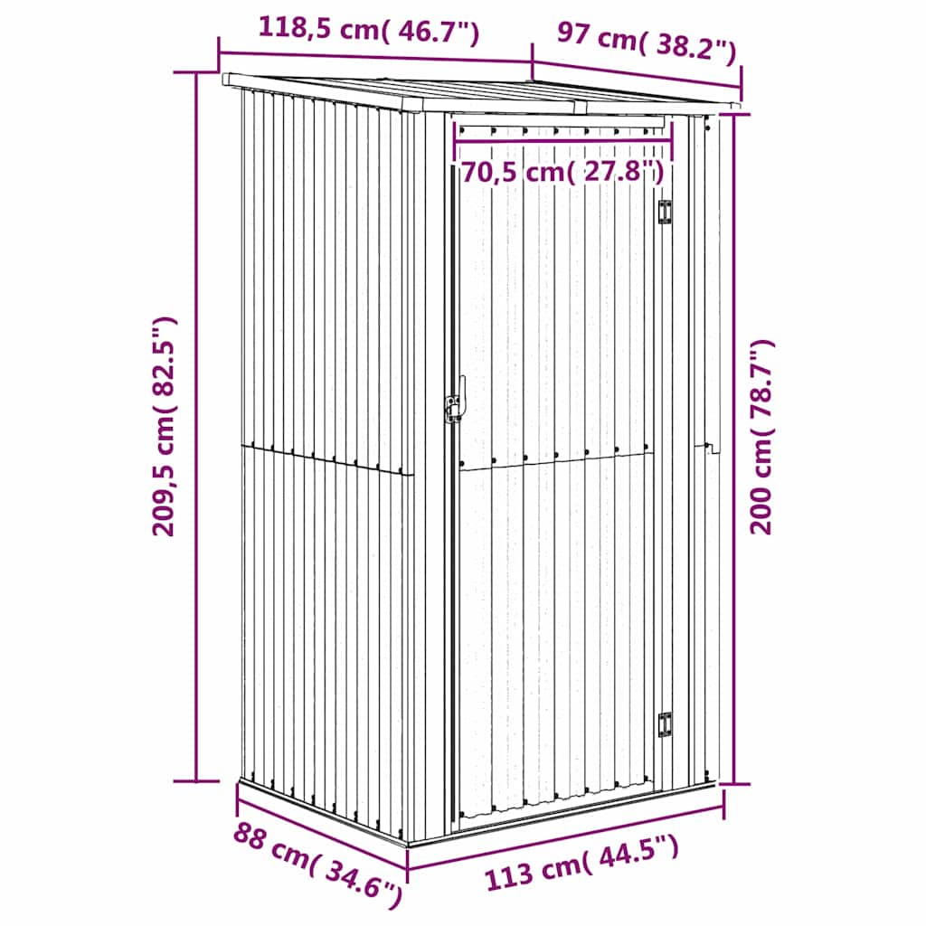 vidaXL Tuinhuis Groen 118,5x97x209,5 cm Gegalvaniseerd Staal