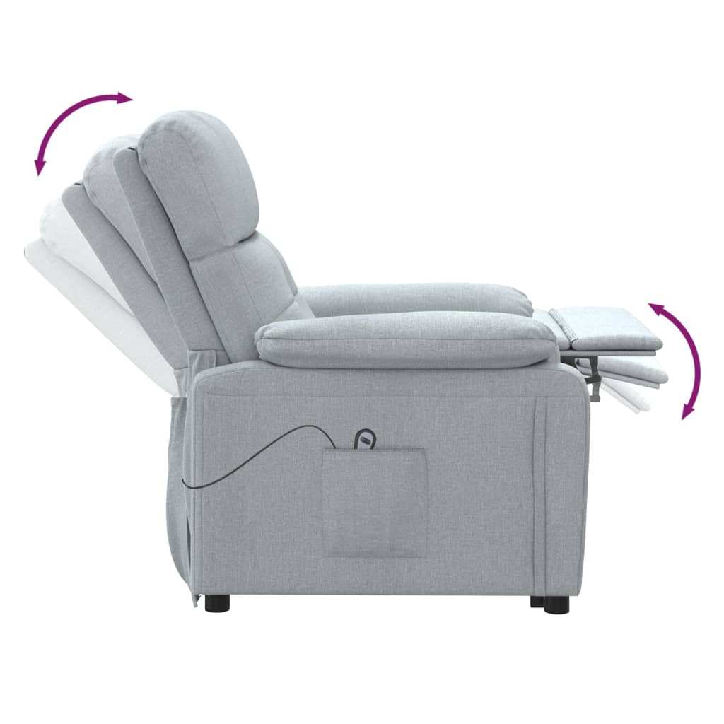 vidaXL Fauteuil elektrisch verstelbaar stof lichtgrijs