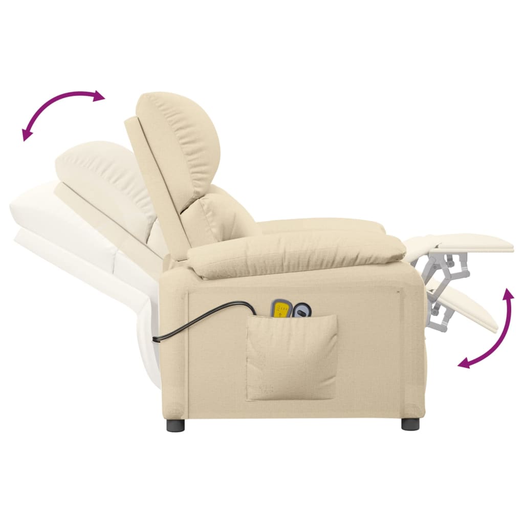 vidaXL Electric Massage Chair Fabric Cream