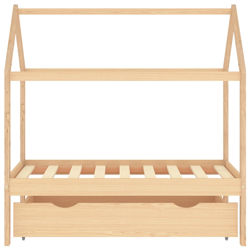 vidaXL Kids Bed Frame with Drawer Solid Pine Wood 70x140 cm
