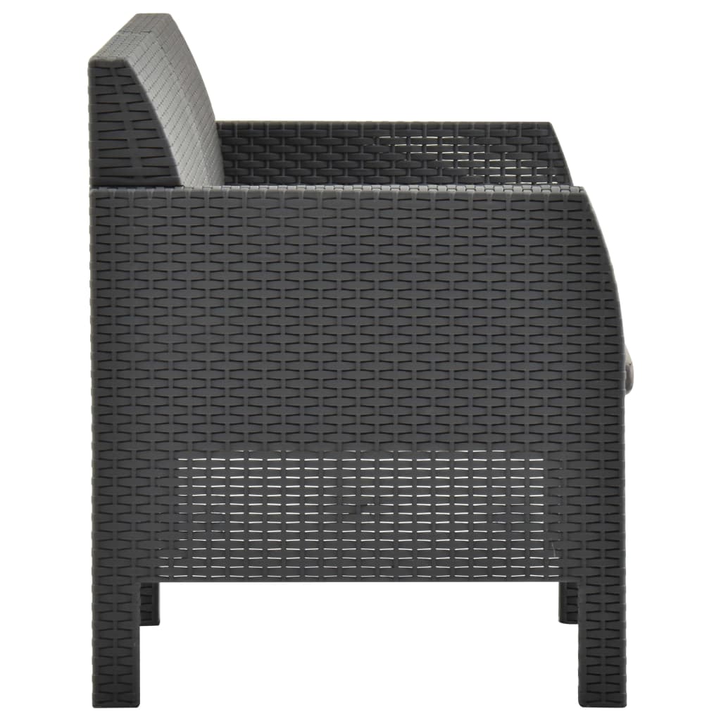 vidaXL 2-delige Loungeset met kussens PP rattan antracietkleurig