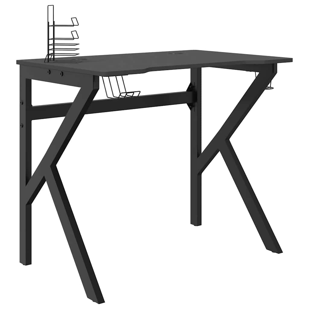 vidaXL Gamingbureau met K-vormige poten 90x60x75 cm zwart
