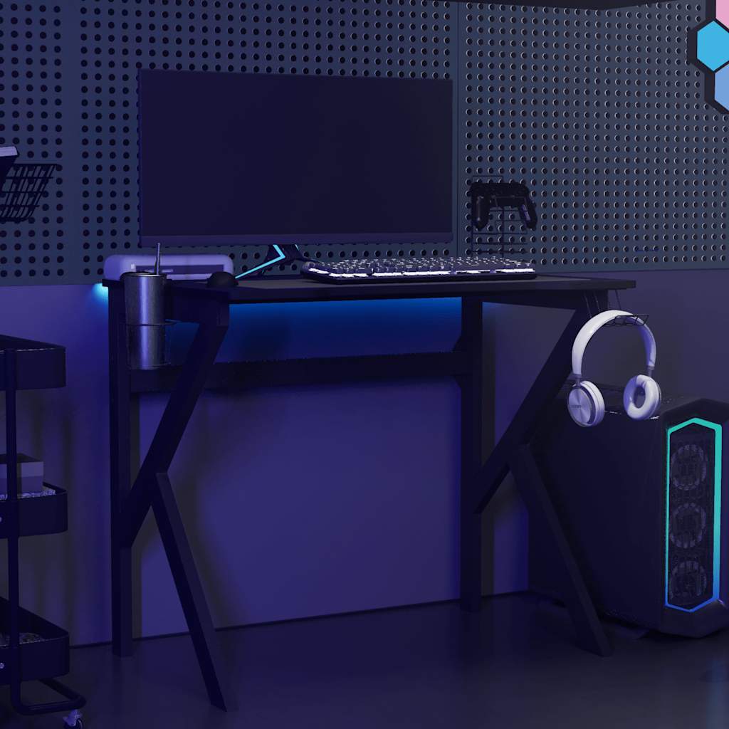 vidaXL Gamingbureau met K-vormige poten 90x60x75 cm zwart