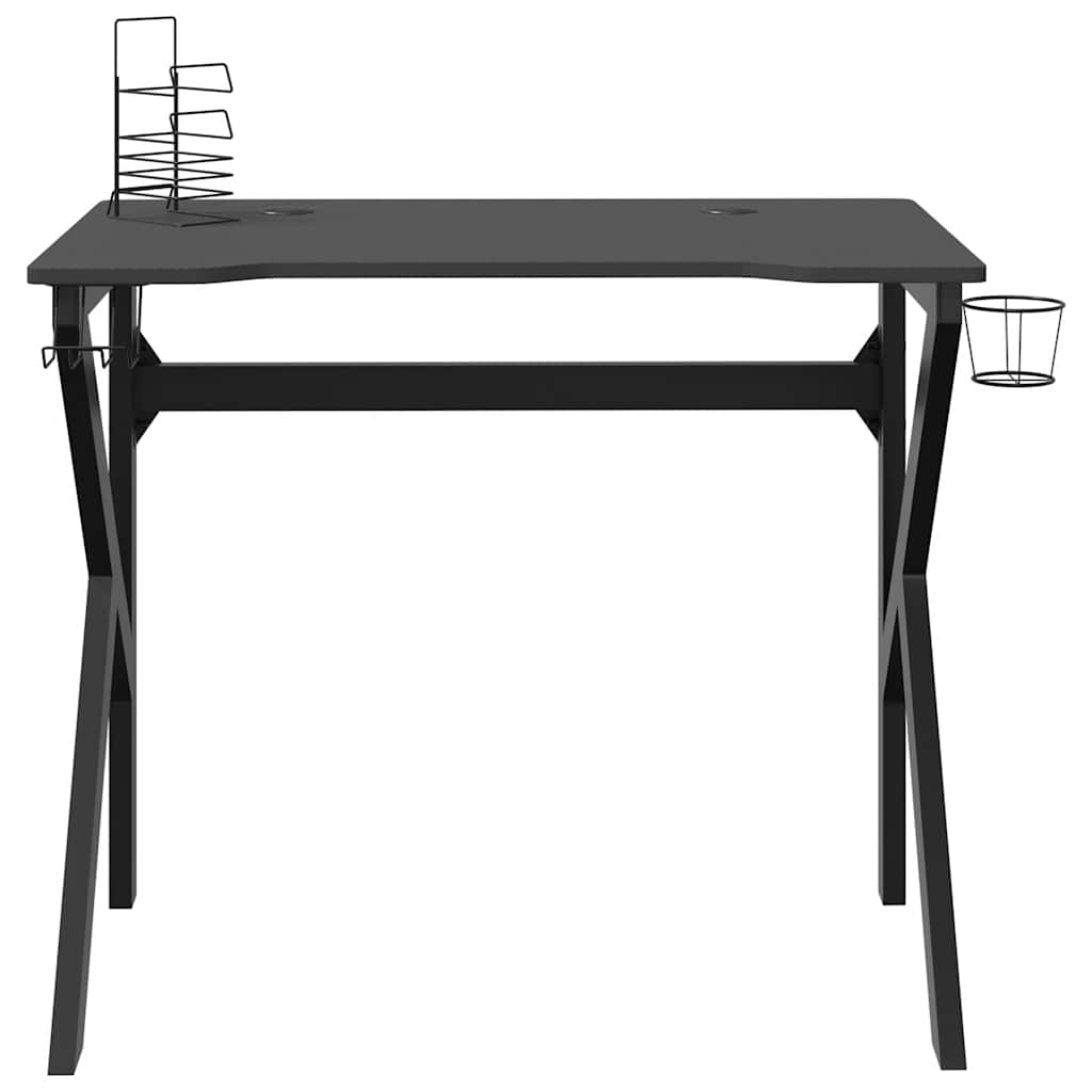vidaXL Gamingbureau met K-vormige poten 90x60x75 cm zwart