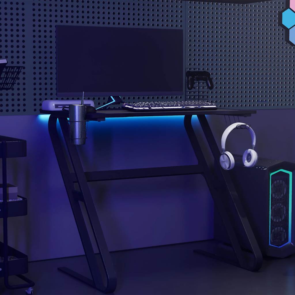 vidaXL Gamingbureau met ZZ-vormige poten 90x60x75 cm zwart
