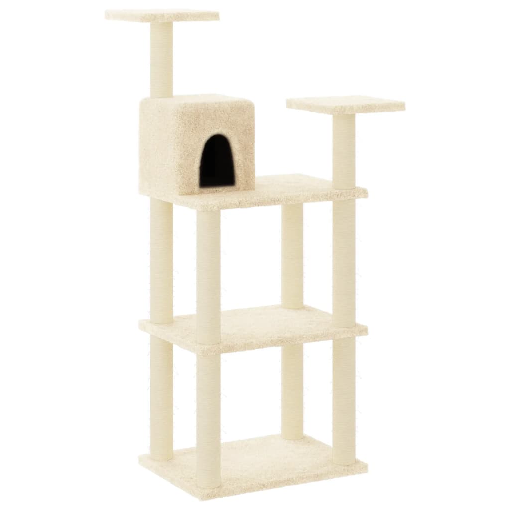 vidaXL Kattenkrabpaal met sisal krabpalen 118,5 cm crèmekleurig