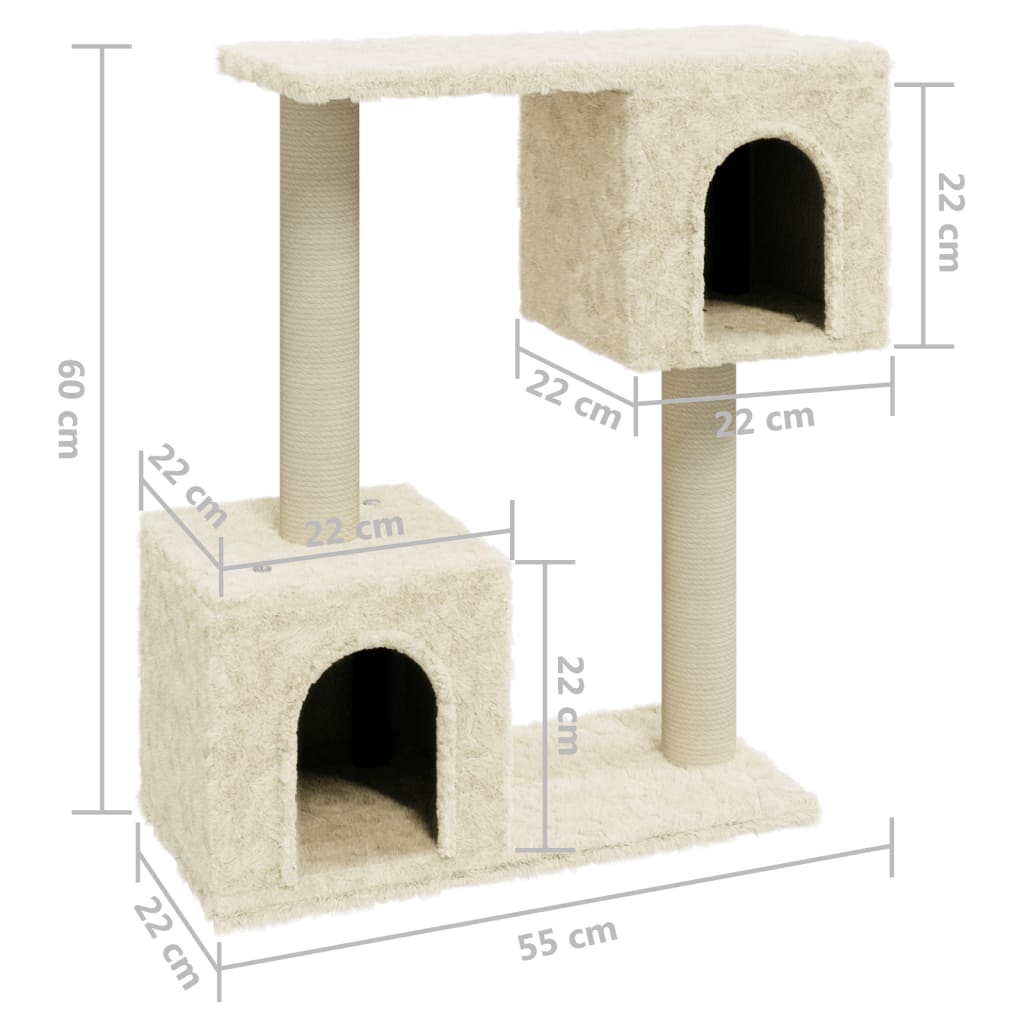 vidaXL Kattenkrabpaal met sisal krabpalen 60 cm crèmekleurig