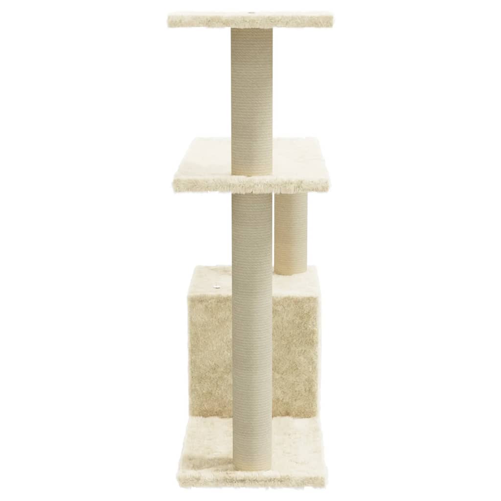 vidaXL Cat Scratching Tree with Sisal Scratching Posts 70 cm Cream