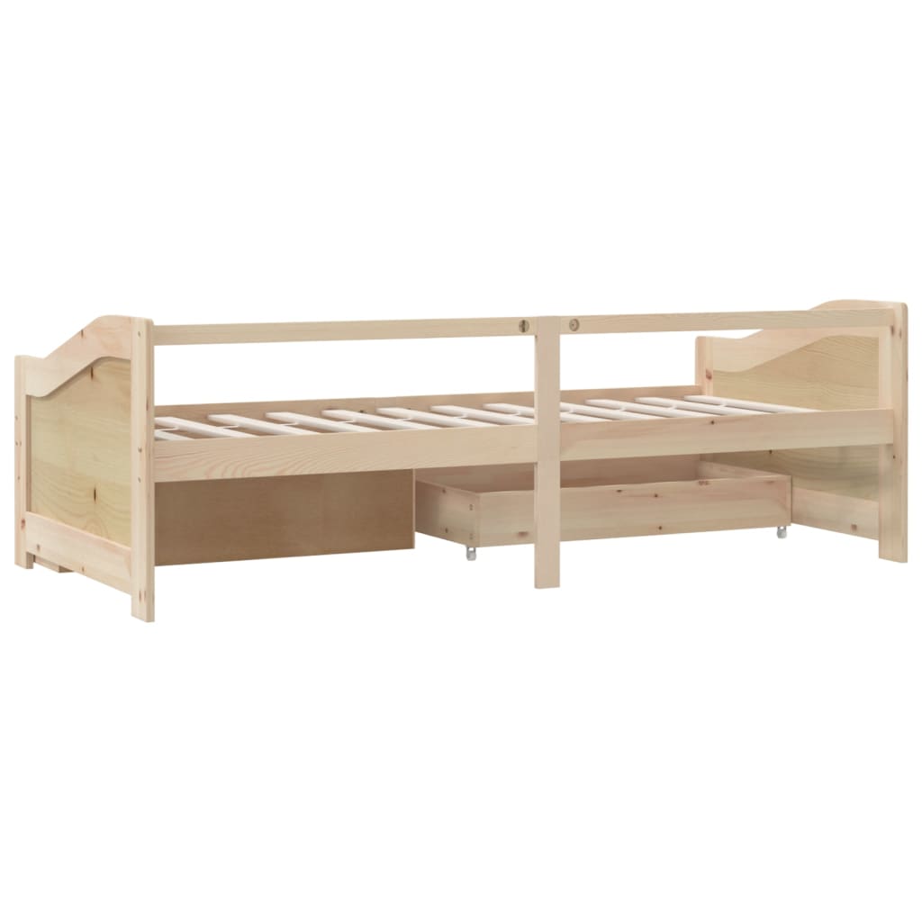 vidaXL Bedbank 3-zits met lades massief grenenhout 90x200 cm