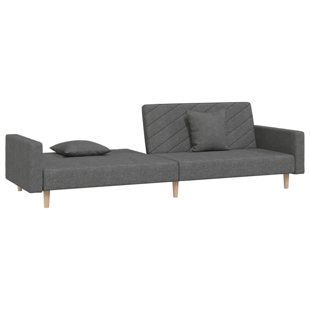 vidaXL 2-Seater Sofa Bed with 2 Pillows Fabric Dark Grey