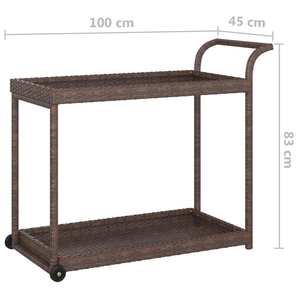 vidaXL Serveerwagen 100x45x83 cm poly rattan bruin