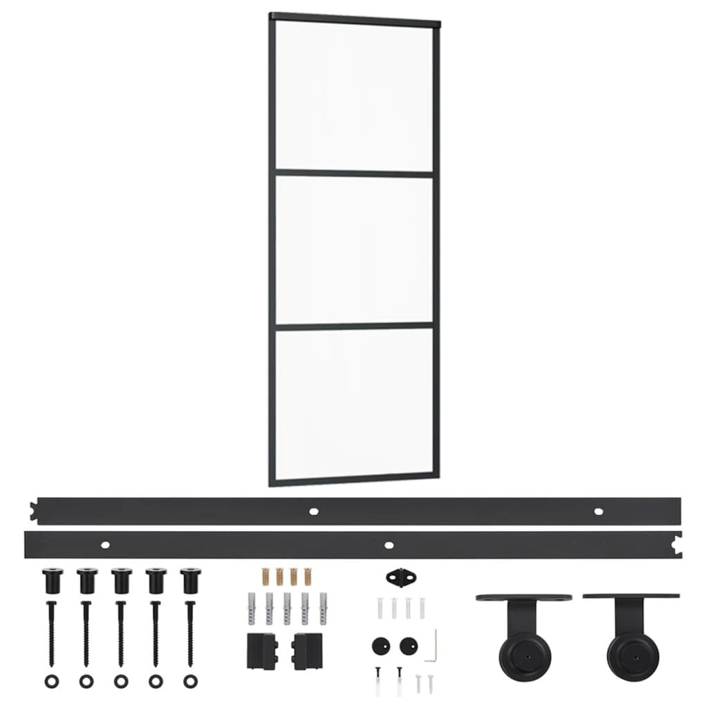 vidaXL Sliding Door with Hardware 76x205 cm Aluminum and ESG Glass