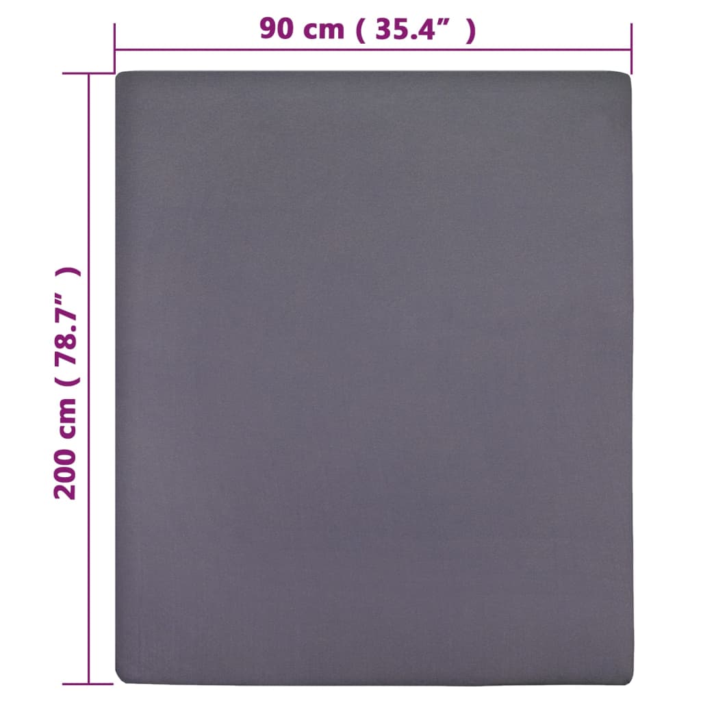 vidaXL Jersey Hoeslaken 90x200 cm katoen couleur antraciet
